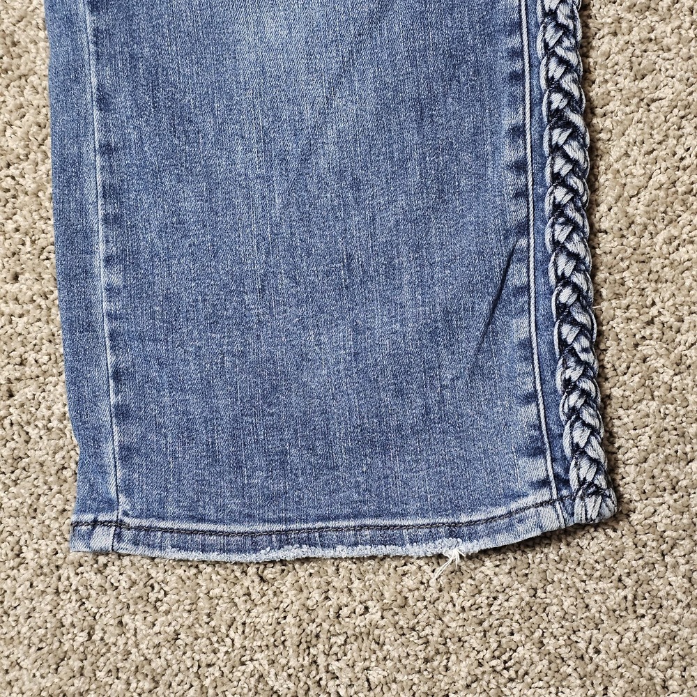Judy Blue Jeans Size 15/32 Wide Leg Braided Side Seam Cropped High Rise JB88850 - Picture 3 of 10